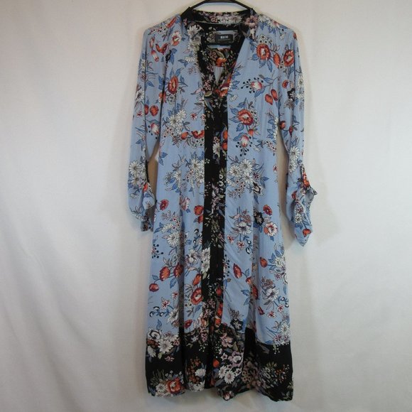 Anthropologie Maeve Blue Floral Button Front Shirt Dress - Picture 1 of 7